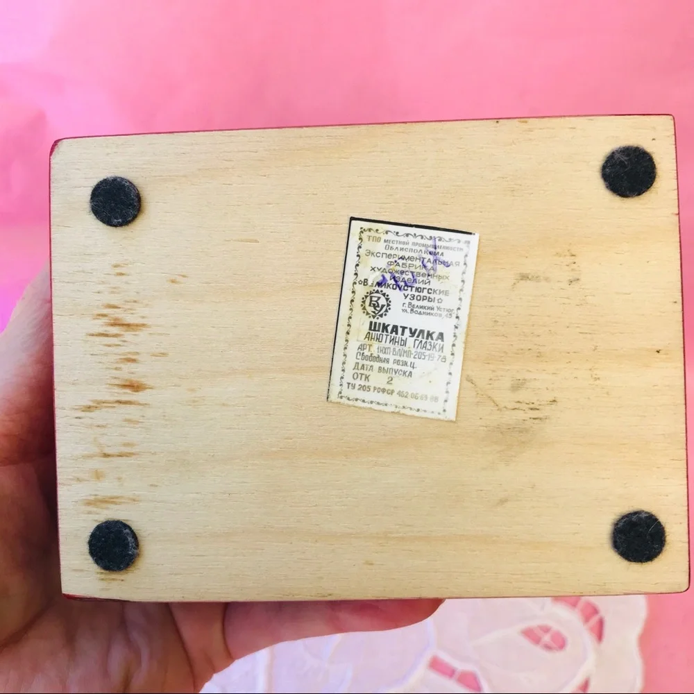 Vintage hand painted/hand made varnished wooden box
